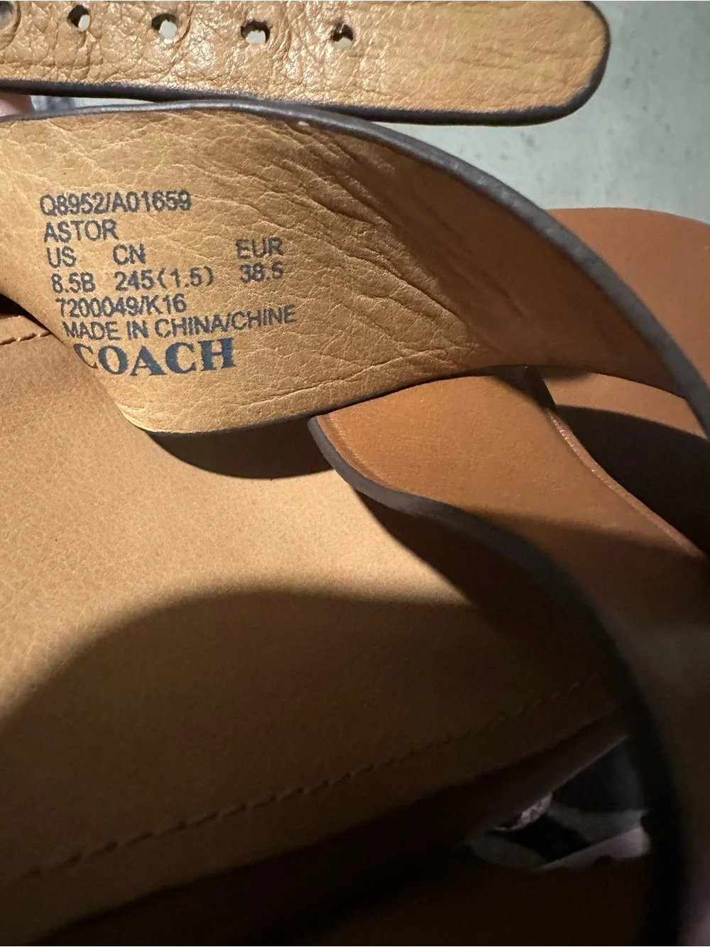 Coach Brown Leather Crisscross Ankle-Strap Sandals